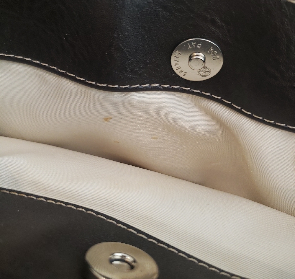 Vtg Nine West Beige Patterned Satchel/ Over Shoulder Bag with Dark Brown Trim - Picture 15 of 15